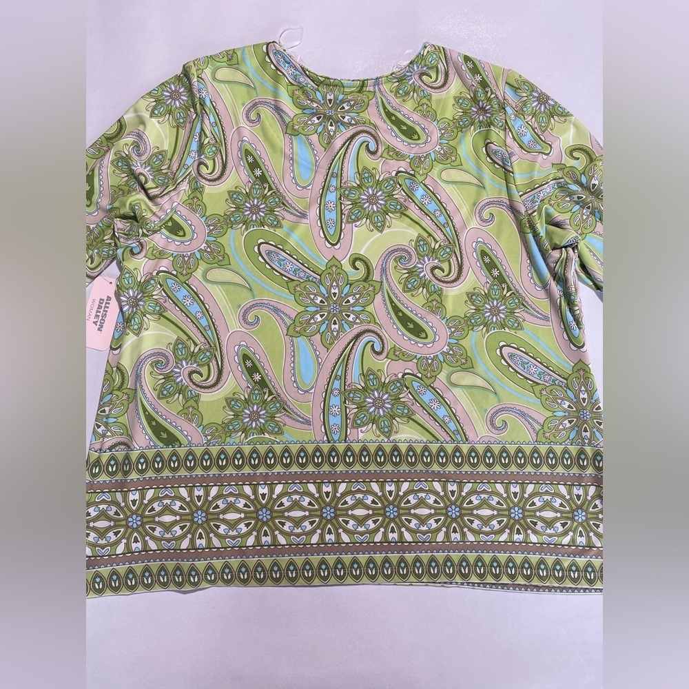 NEW Plus Size 3X Allison Daley Embellish Paisley Border Print 3/4 Sleeve Top $69 - Picture 8 of 9